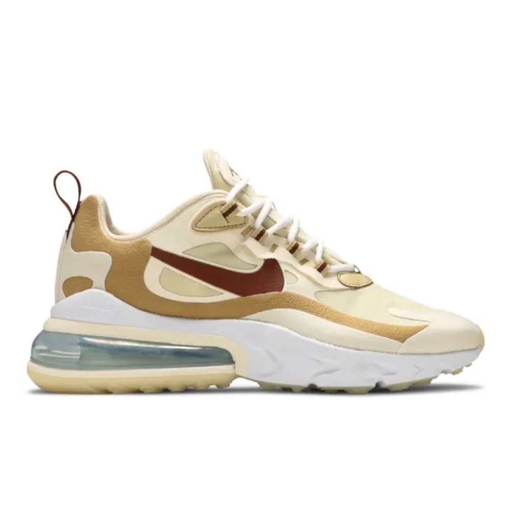Nike Air Max 270 React Cream and Brown Sneakers